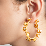 Floral Pearl Hoops
