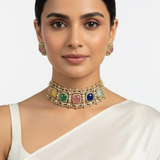 Multicolour Kundan Choker Set