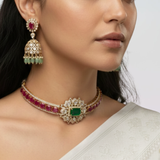 Emerald & Ruby Kundan Choker Set