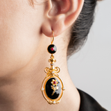 Black Flower & Enamel Earrings