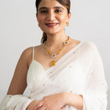 Zehra 22K Gold-Plated Citrine Link Necklace Set