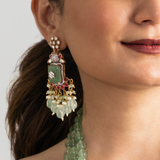 Mint Green Kundan Victorian Peacock Necklace Set