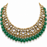 Emerald Green Kundan Necklace Set