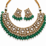 Emerald Green Kundan Necklace Set