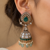 Zareen – Emerald Green Polki-Style Jhumkas