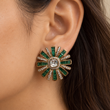Mihira – Emerald Green Sunburst Stud Earrings