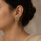 Noor Studs – Handcrafted Kundan Floral Earrings