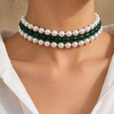 Harit Mala – Emerald Green Pearl Layered Choker