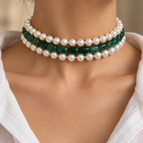 Harit Mala – Emerald Green Pearl Layered Choker