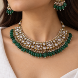 Emerald Green Kundan Necklace Set