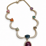 Multicolour Stone Statement Necklace Set