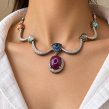 Multicolour Stone Statement Necklace Set