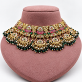 Maharani Peacock Kundan Choker Set with Jhumkas