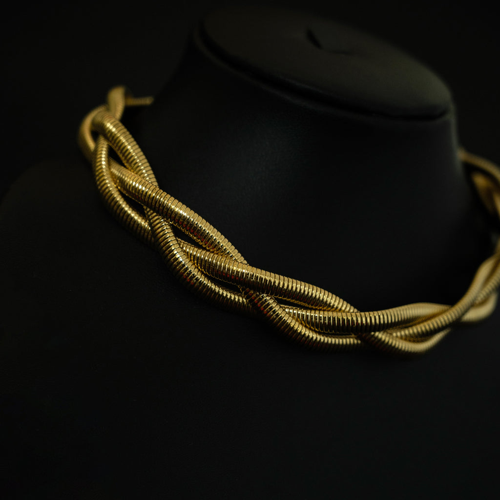 Golden Braided Choker Necklace