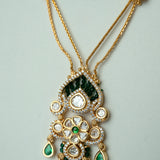 Moissanite & Emerald Chandelier Necklace Set with Earrings
