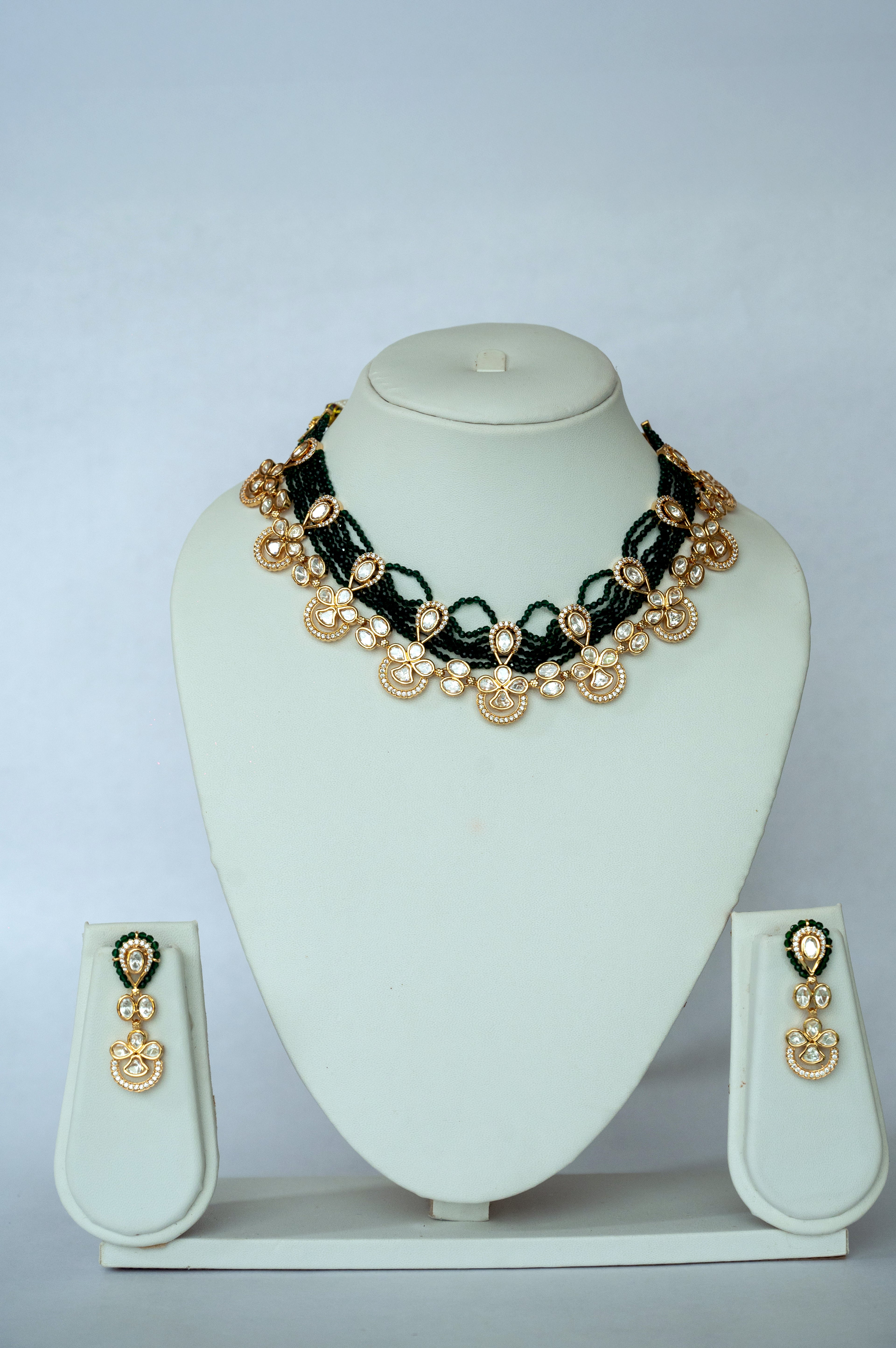 Naina Kundan Green Beaded Choker Set