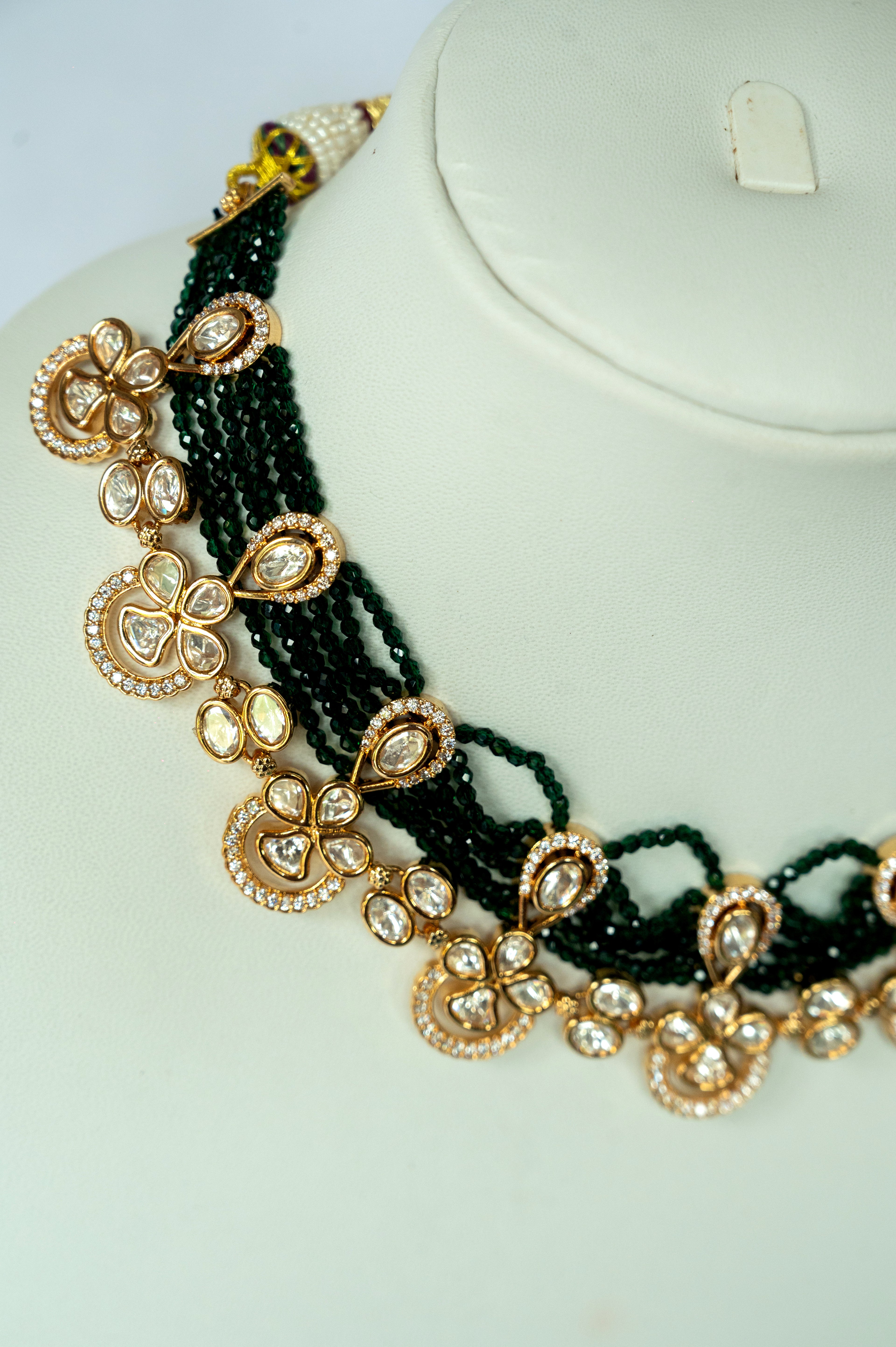 Naina Kundan Green Beaded Choker Set