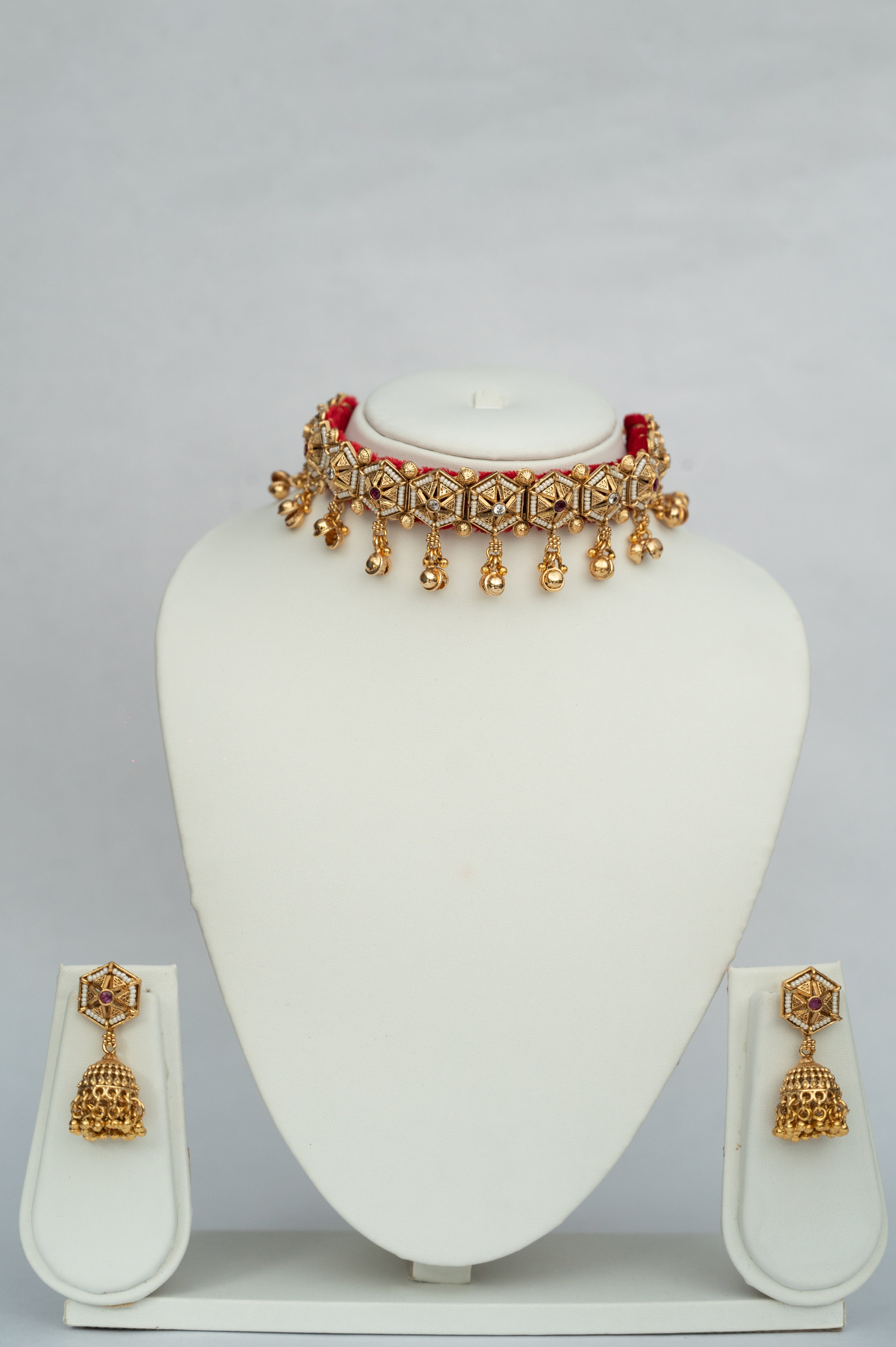 Gold Temple-Inspired Choker Set.