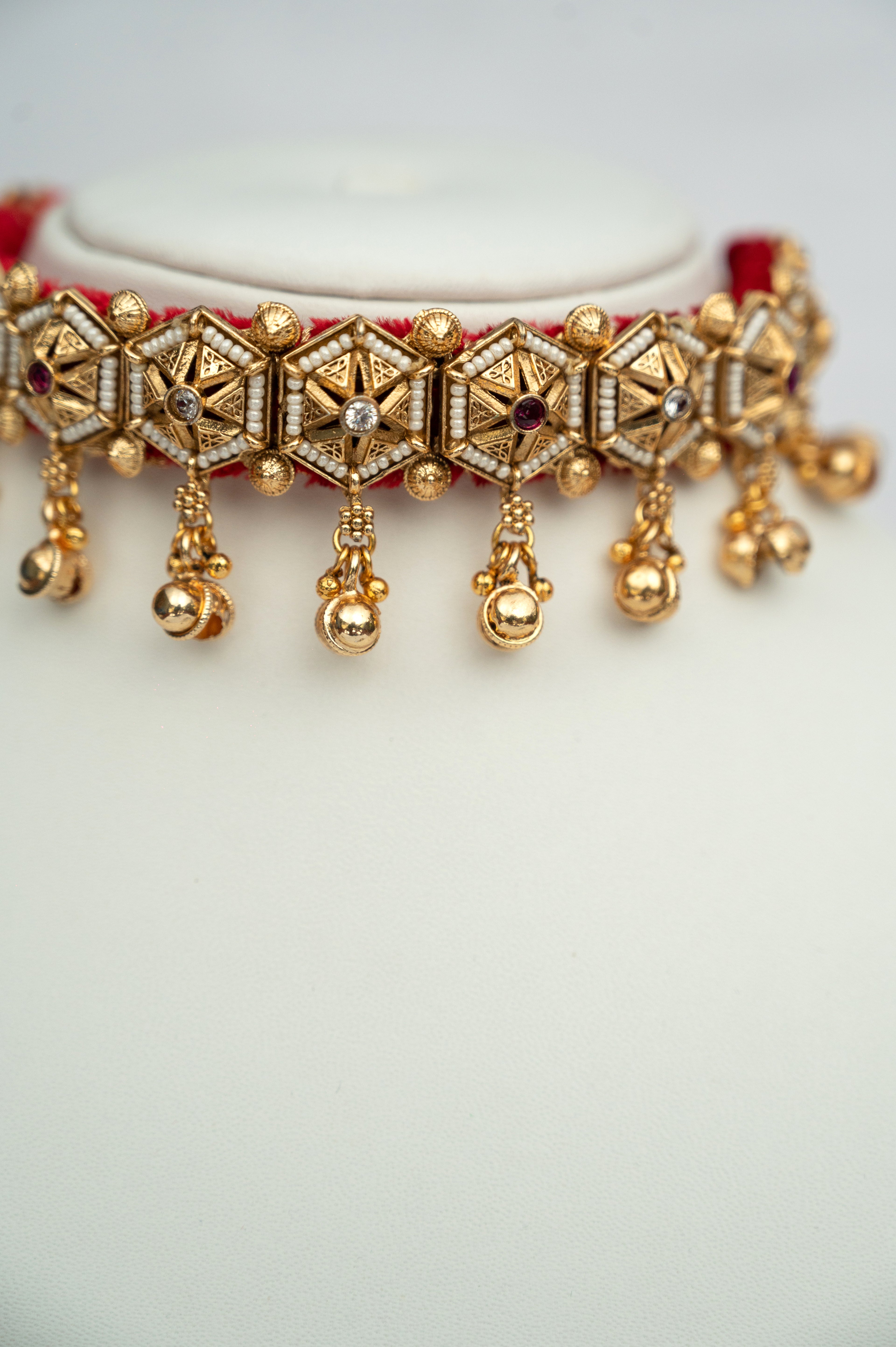 Gold Temple-Inspired Choker Set.