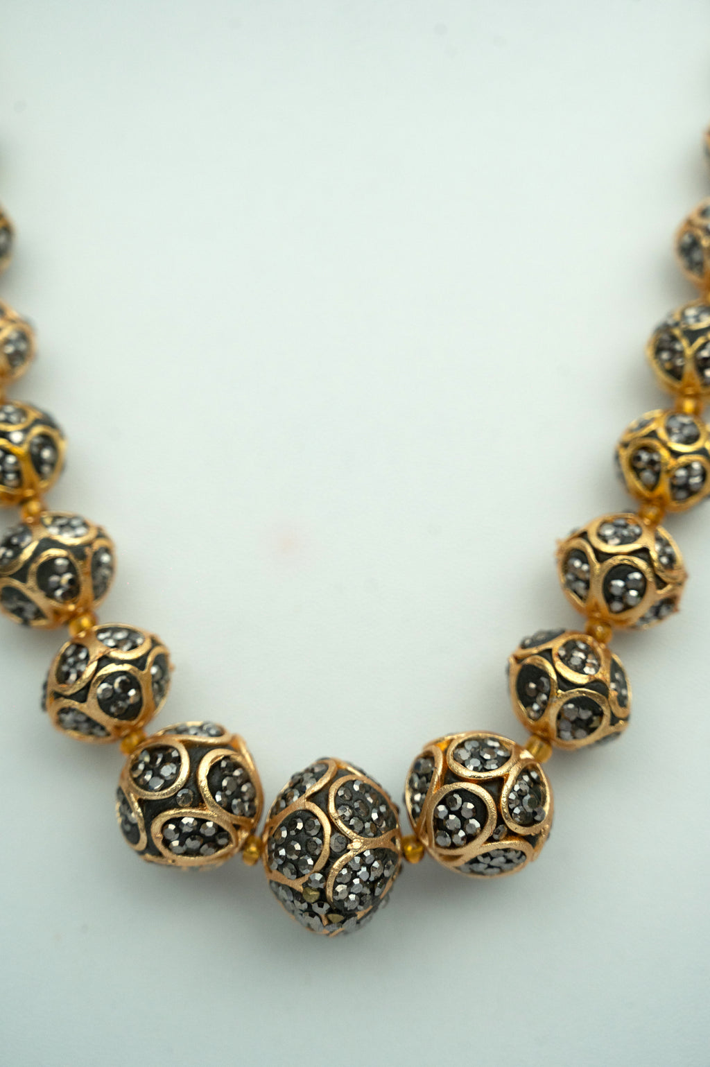 Gold & Black Beaded Necklace Set