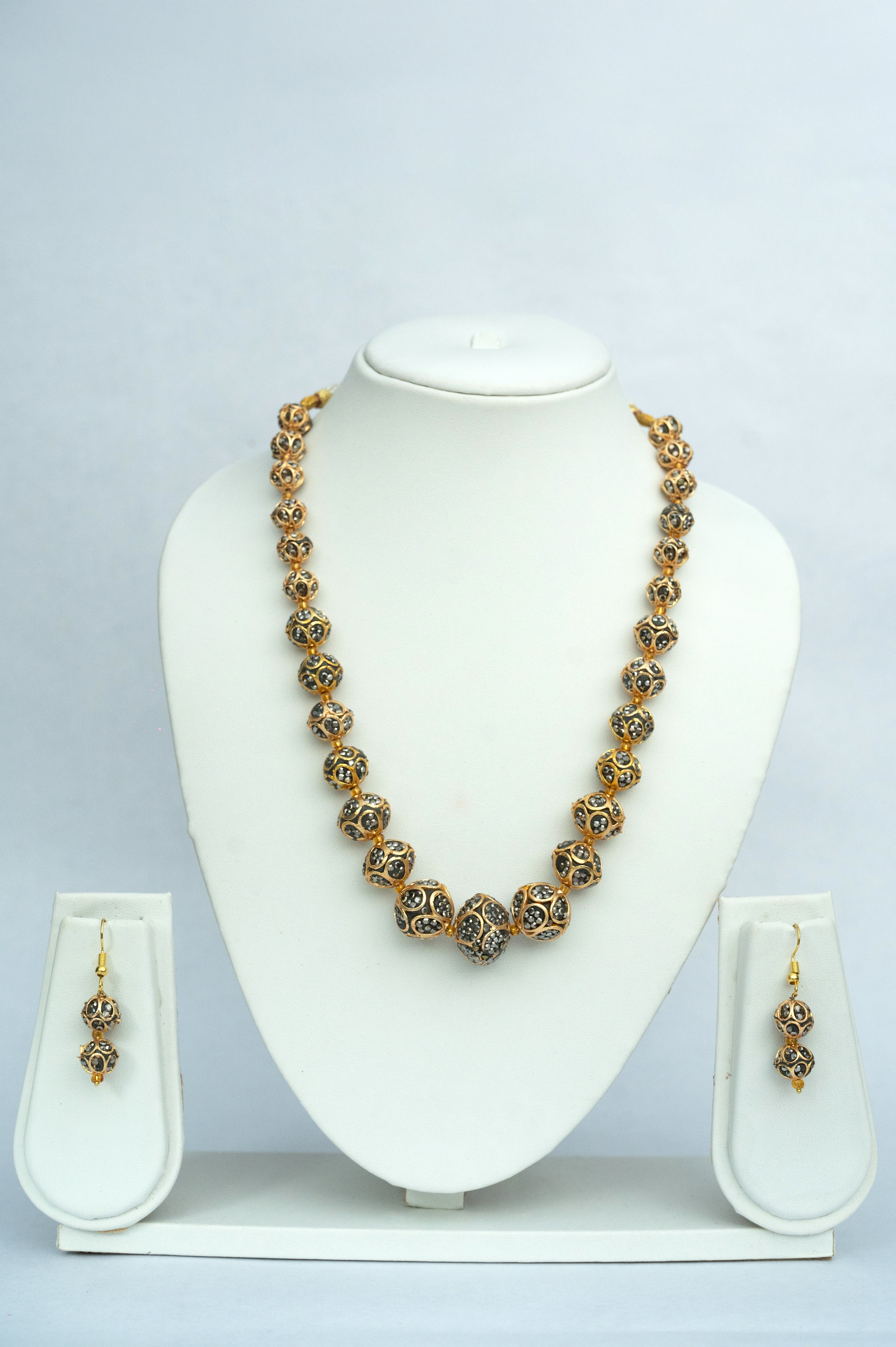 Rani Amira Antique Gold Beaded Necklace Set
