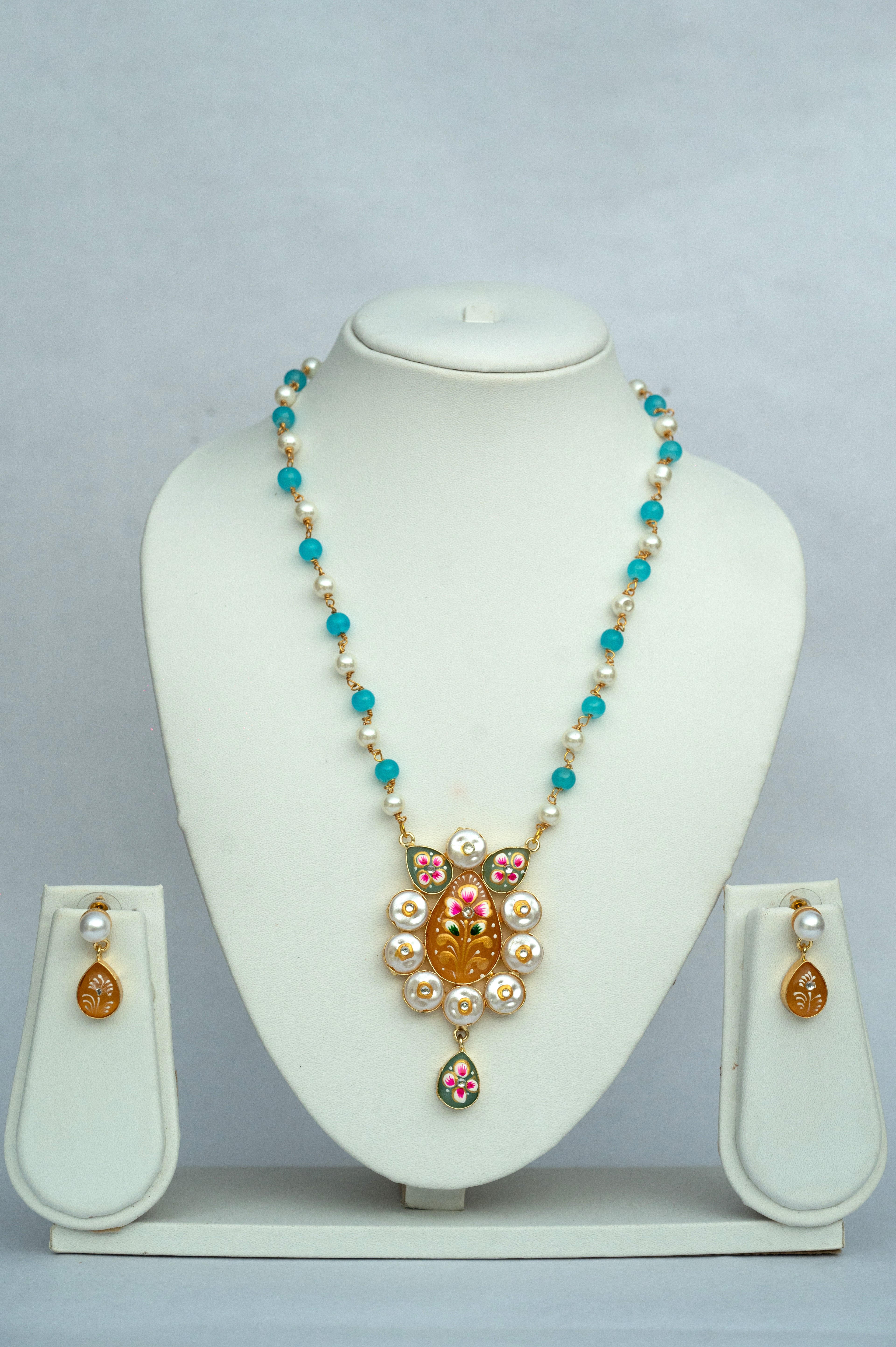 Meher Enamel & Pearl Necklace Set