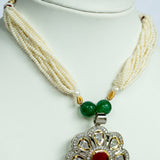 Zahra Ruby & Pearl Necklace Set