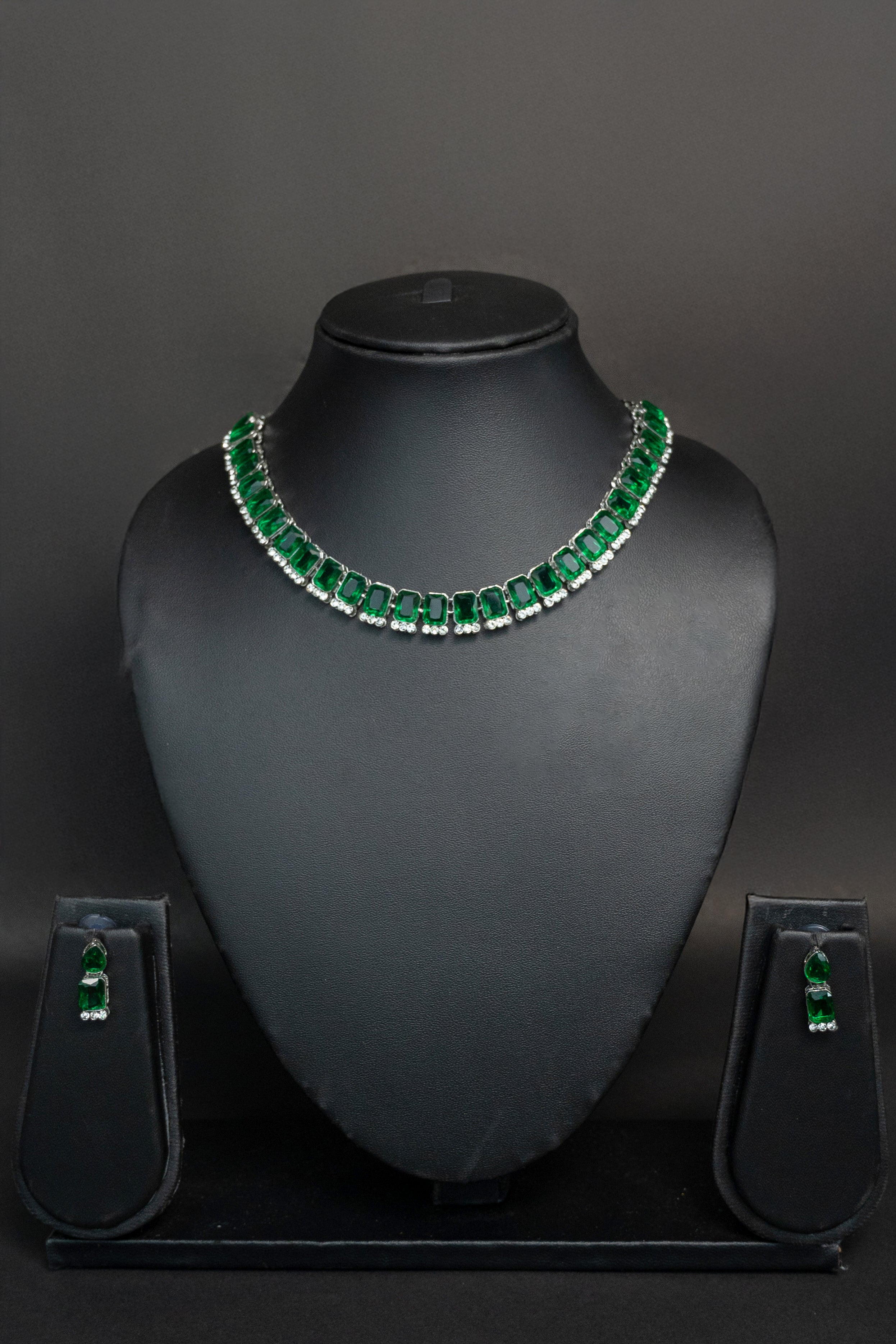 Rajwada Emerald Diamond Necklace Set – Available in Rich Emerald Green and Soft Pastel Green