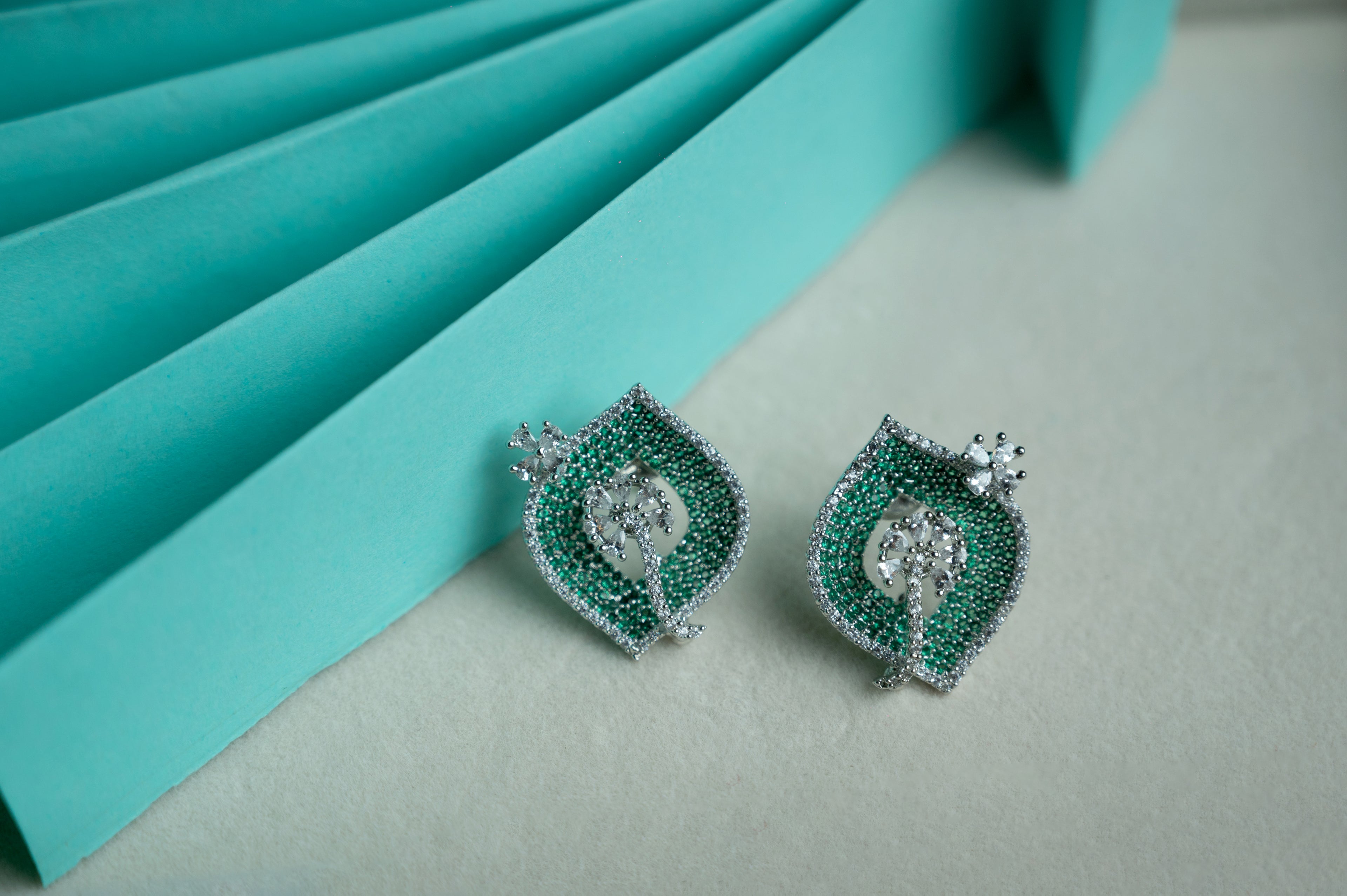 Emerald Blossom Studs (Green) / Sapphire Blossom Studs (Blue)