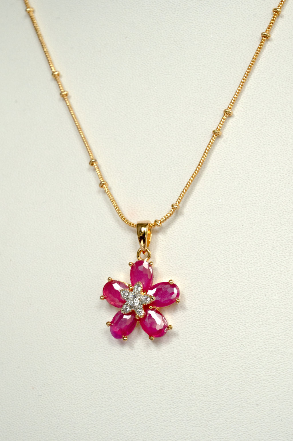 Ruby Blossom Pendant Set