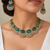 Neelam Jharokha – Green Crescent Statement Necklace