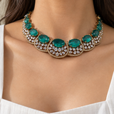 Neelam Jharokha – Green Crescent Statement Necklace