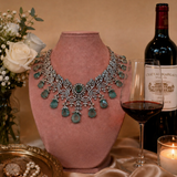 Mint & Diamond Zircon Statement Necklace Set (Necklace & Earrings)