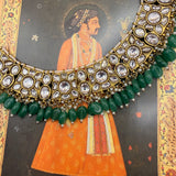 Emerald Green Kundan Necklace Set