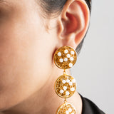 Beaded White Mesh Danglers