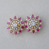 Rosette Ruby Sparkle Studs