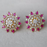 Rosette Ruby Sparkle Studs