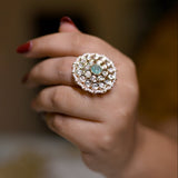 Sea-Green Mystique Kundan Ring