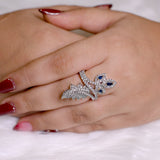Sapphire Leaf Whisper Ring