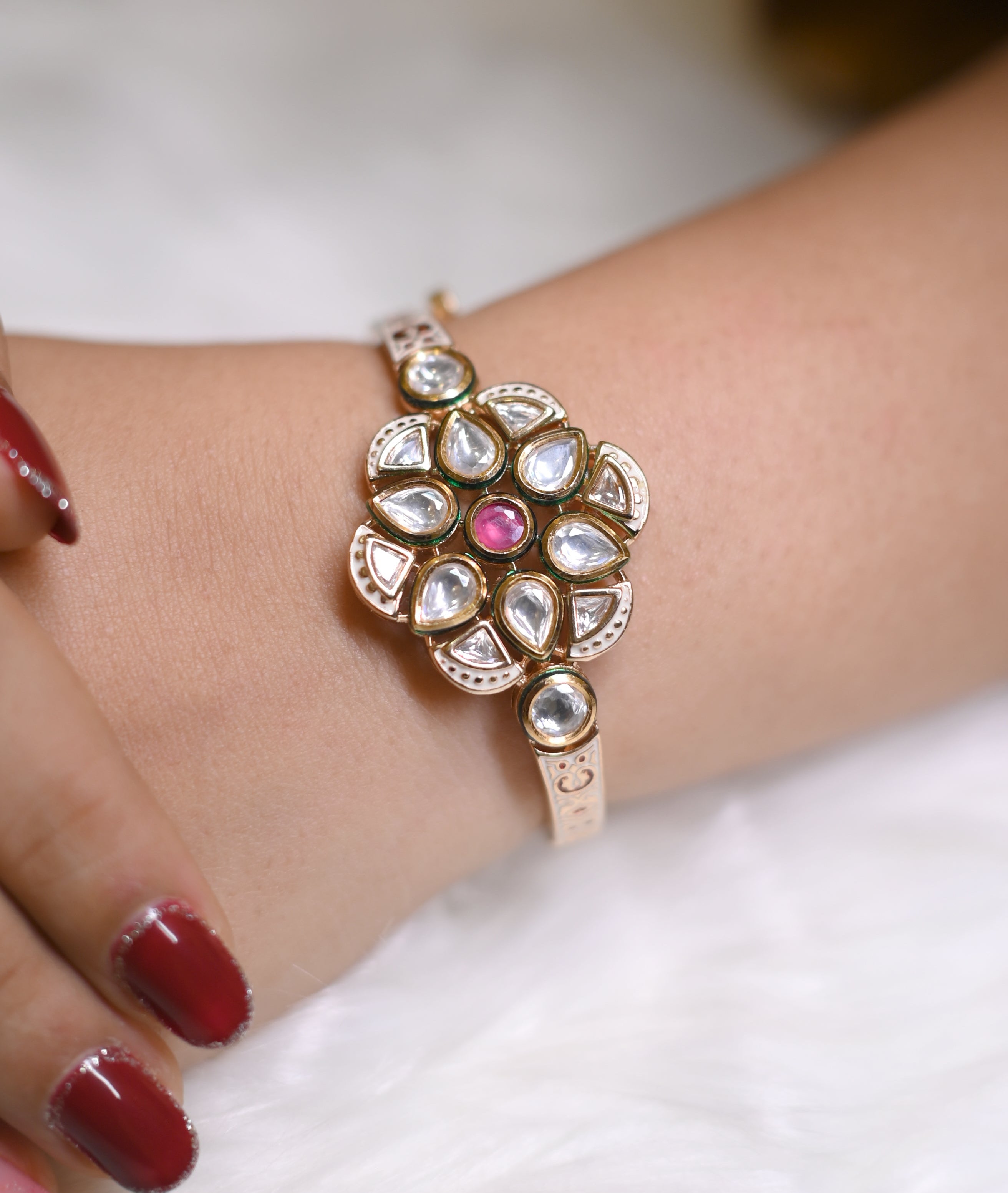 Kundan Kamal Bracelet