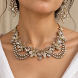 Floral  DiamondStone Statement Necklace Set