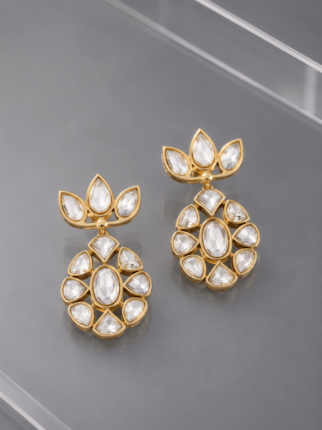 Aabha Kundan Floral Earrings - Suramya Designs