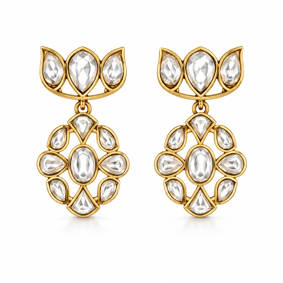 Aabha Kundan Floral Earrings - Suramya Designs