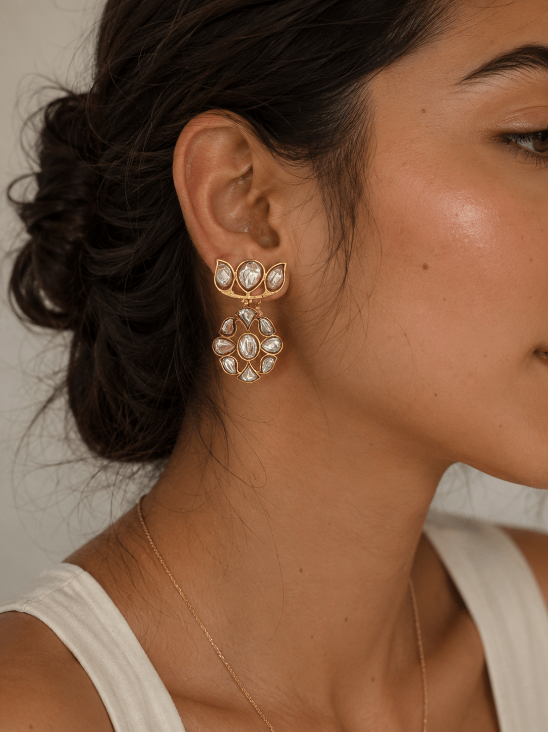 Aabha Kundan Floral Earrings - Suramya Designs