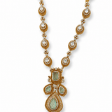 Aqua and Zircon Gold-Plated Statement Necklace Set - Suramya Designs