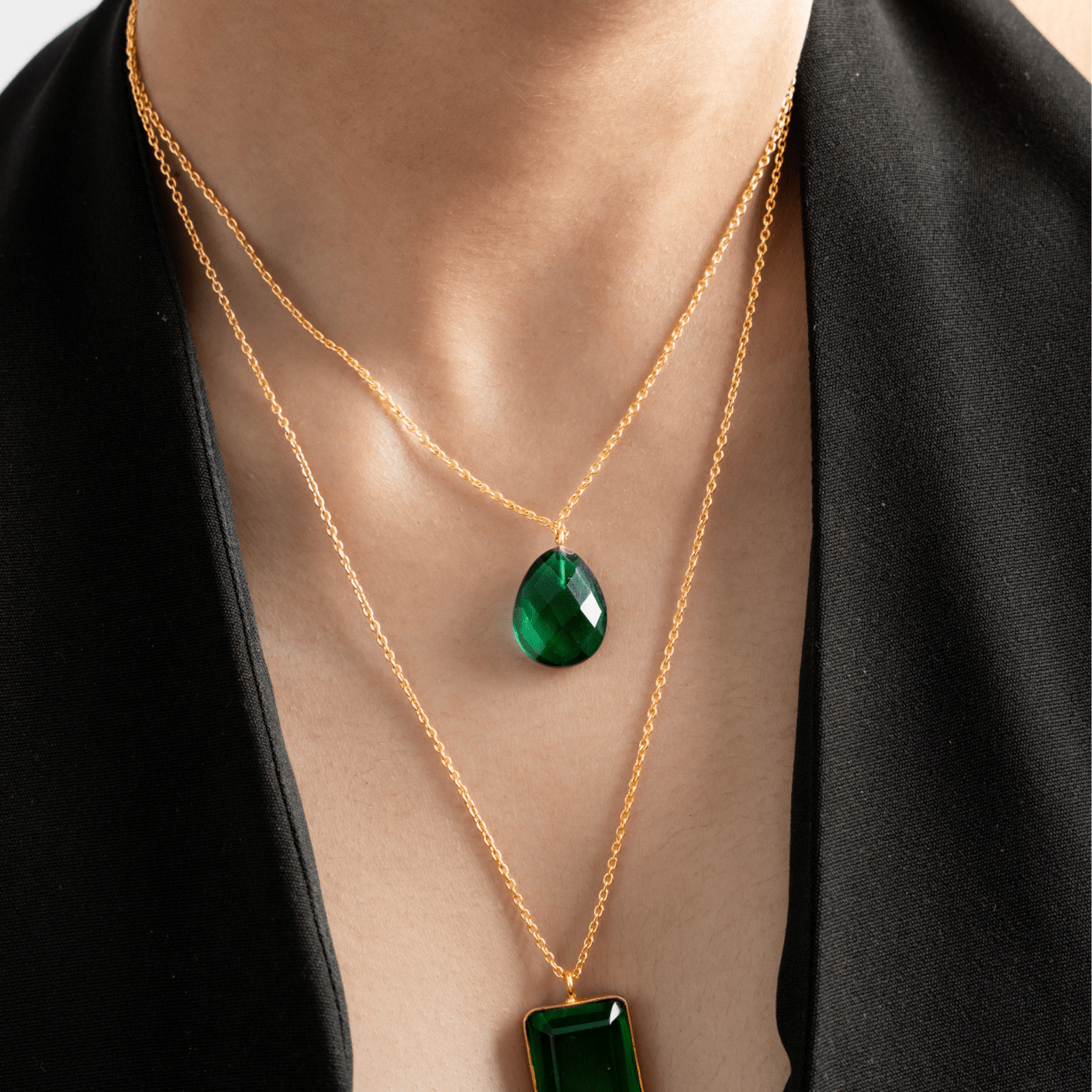 Aurora Necklace - Emerald layered necklace