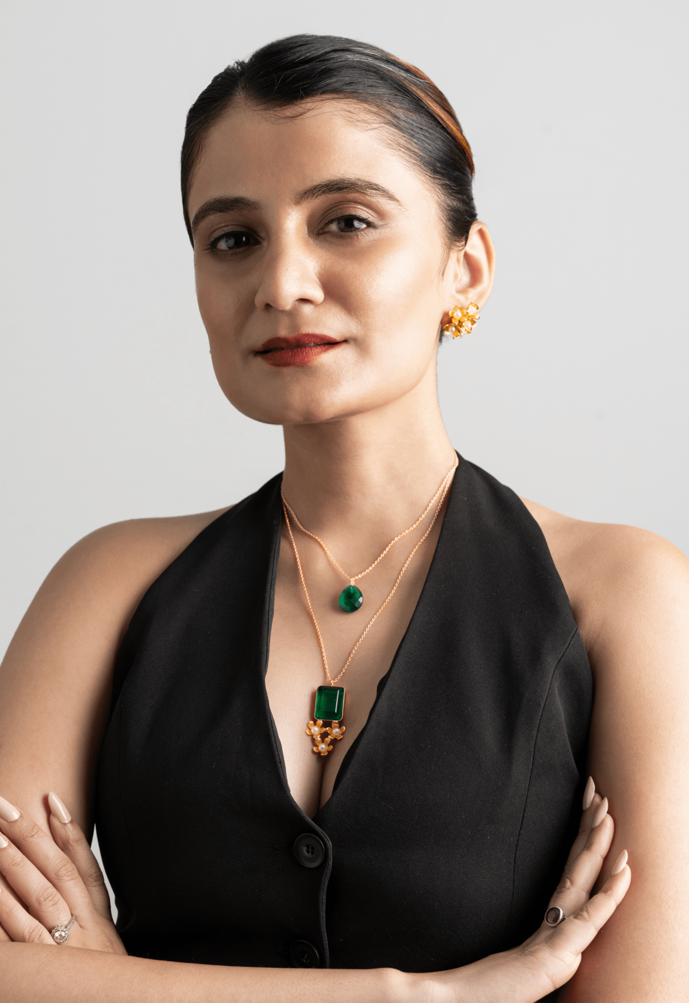 Aurora Necklace - Emerald layered necklace