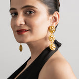 Beaded White Mesh Danglers - Suramya