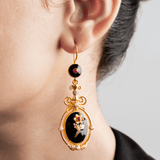 Black Flower & Enamel Earrings - Suramya