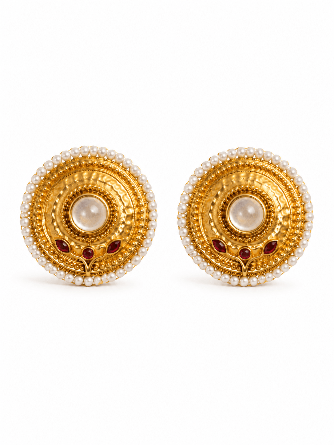 Classic Big Kundan Stud Earrings - Suramya Designs